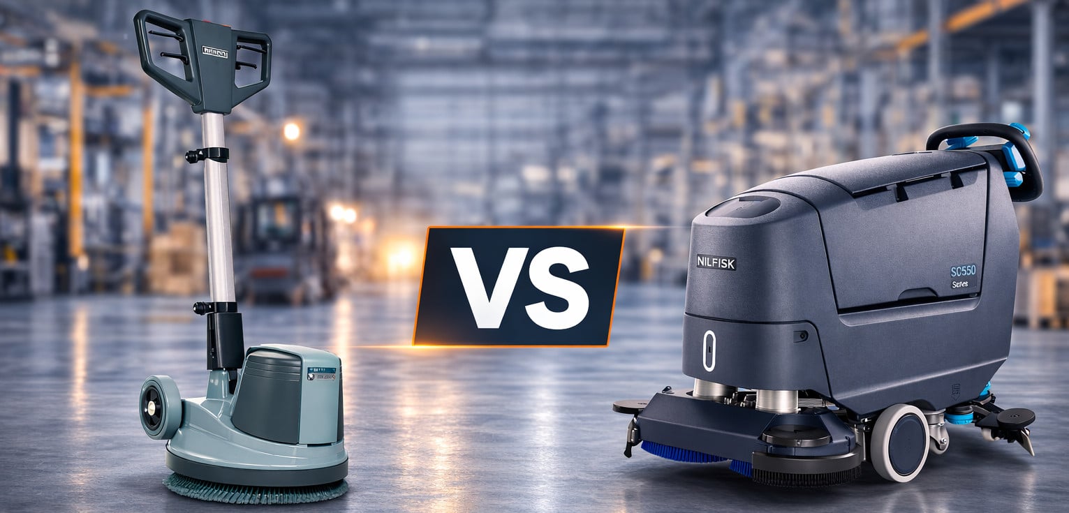 Skuremaskin vs gulvvaskemaskin – hva er forskjellen