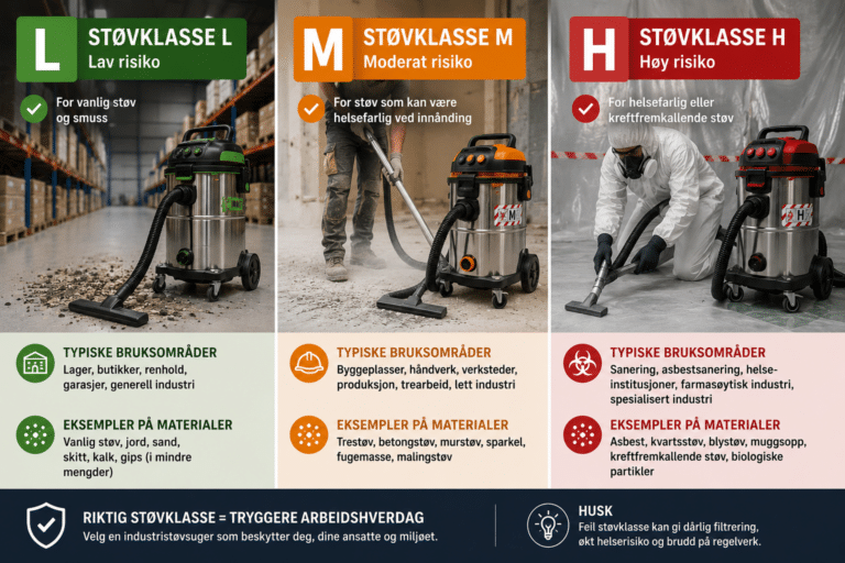 Støvklasse L, M og H forklart