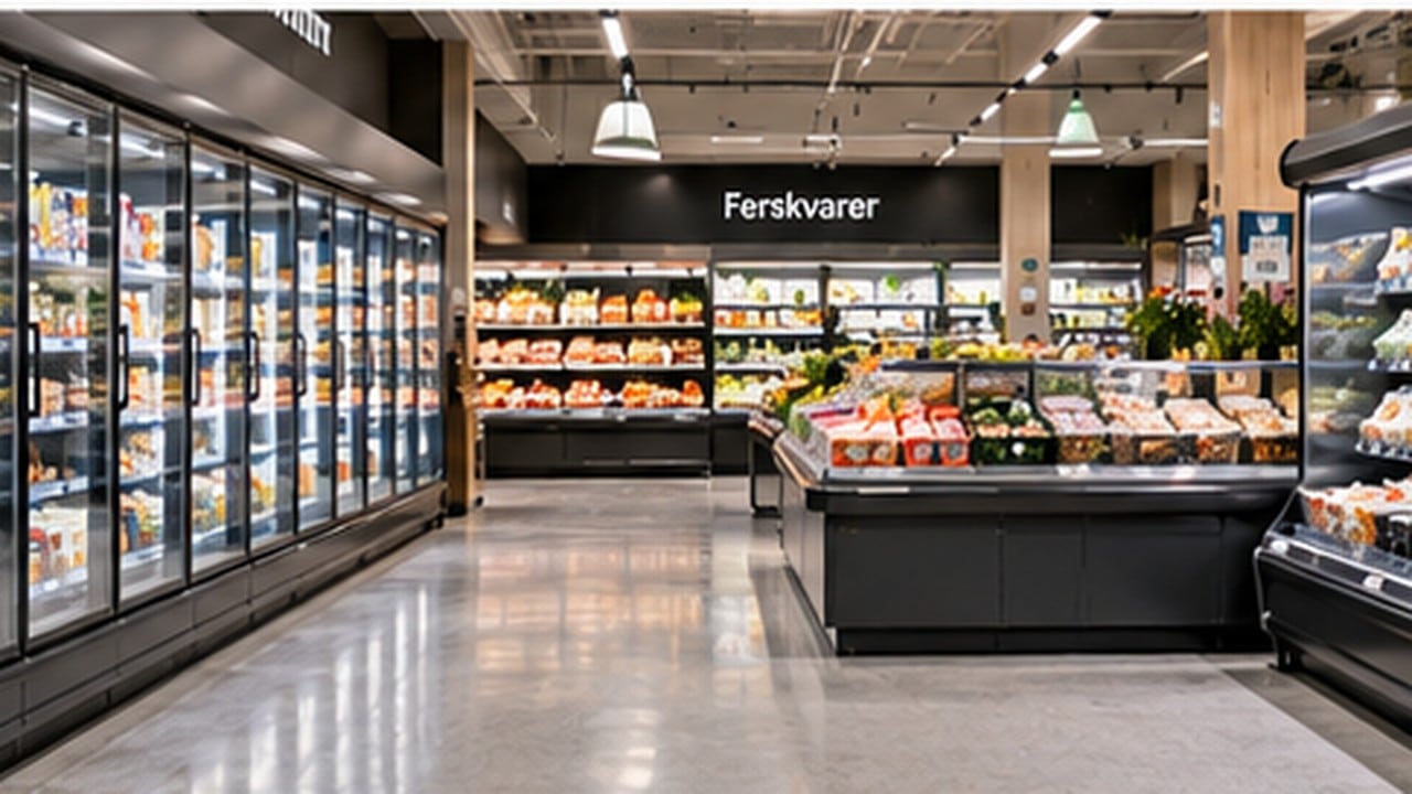 Kjøle- og ferskvareavdeling i moderne matbutikk